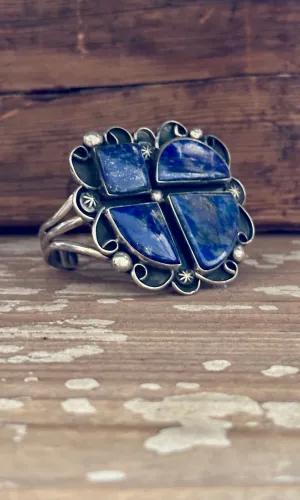 CHIMNEY BUTTE Sterling Silver & Blue Lapis Lazuli Navajo Cuff