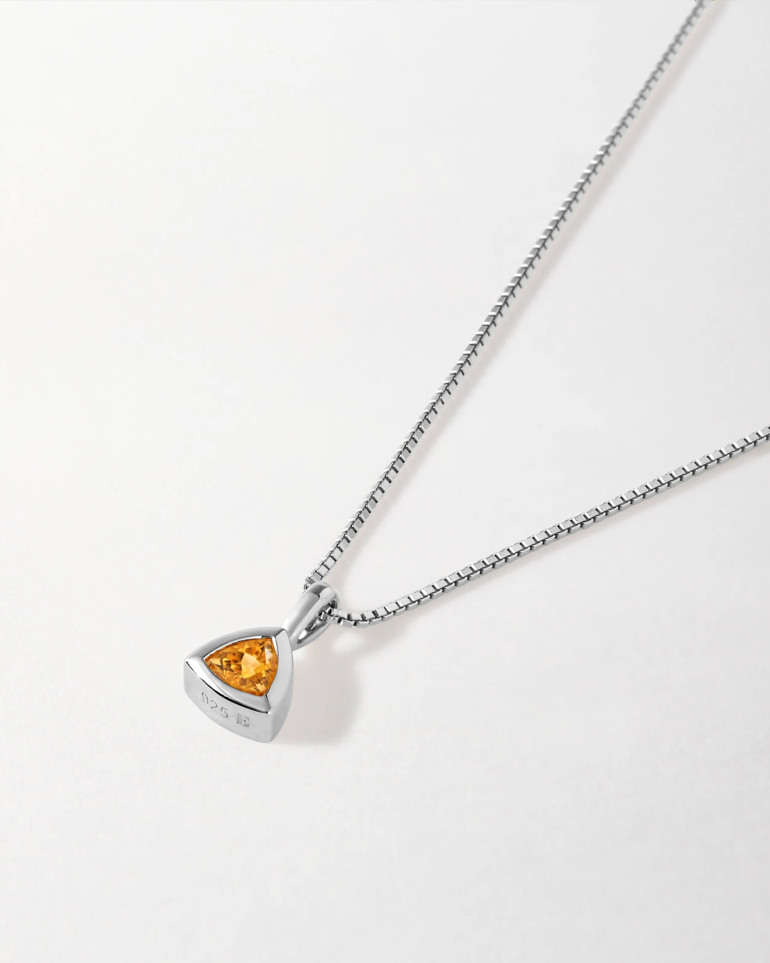 Citrine November Birthstone Necklace - Silver