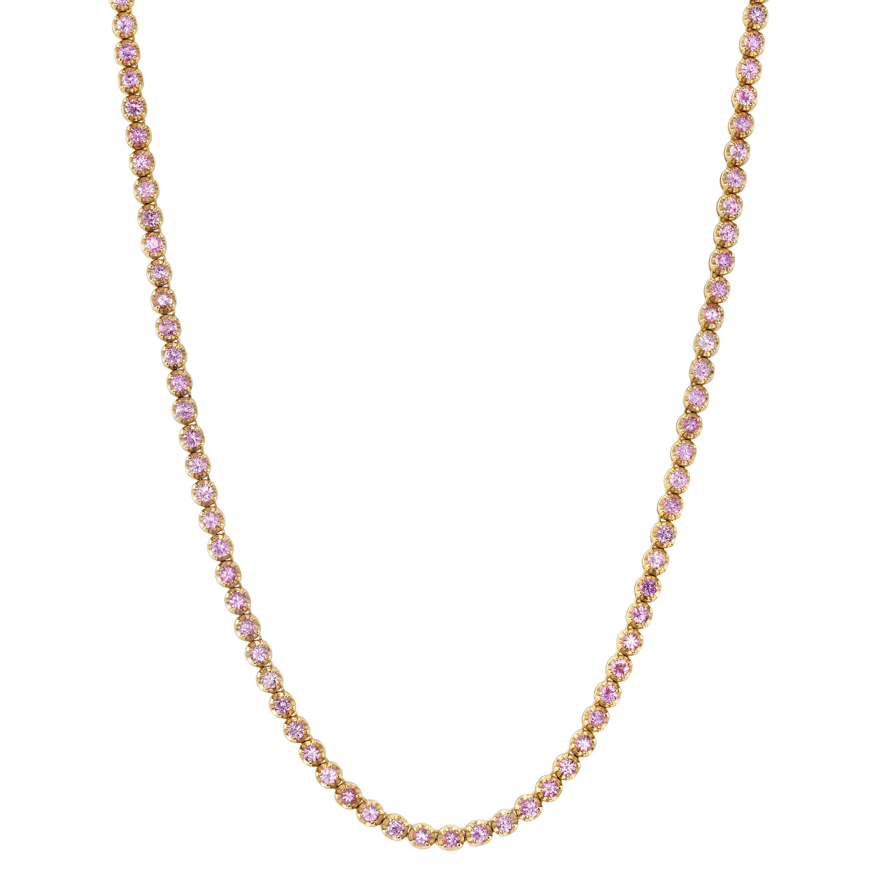 Classic Pink Sapphire Tennis Necklace