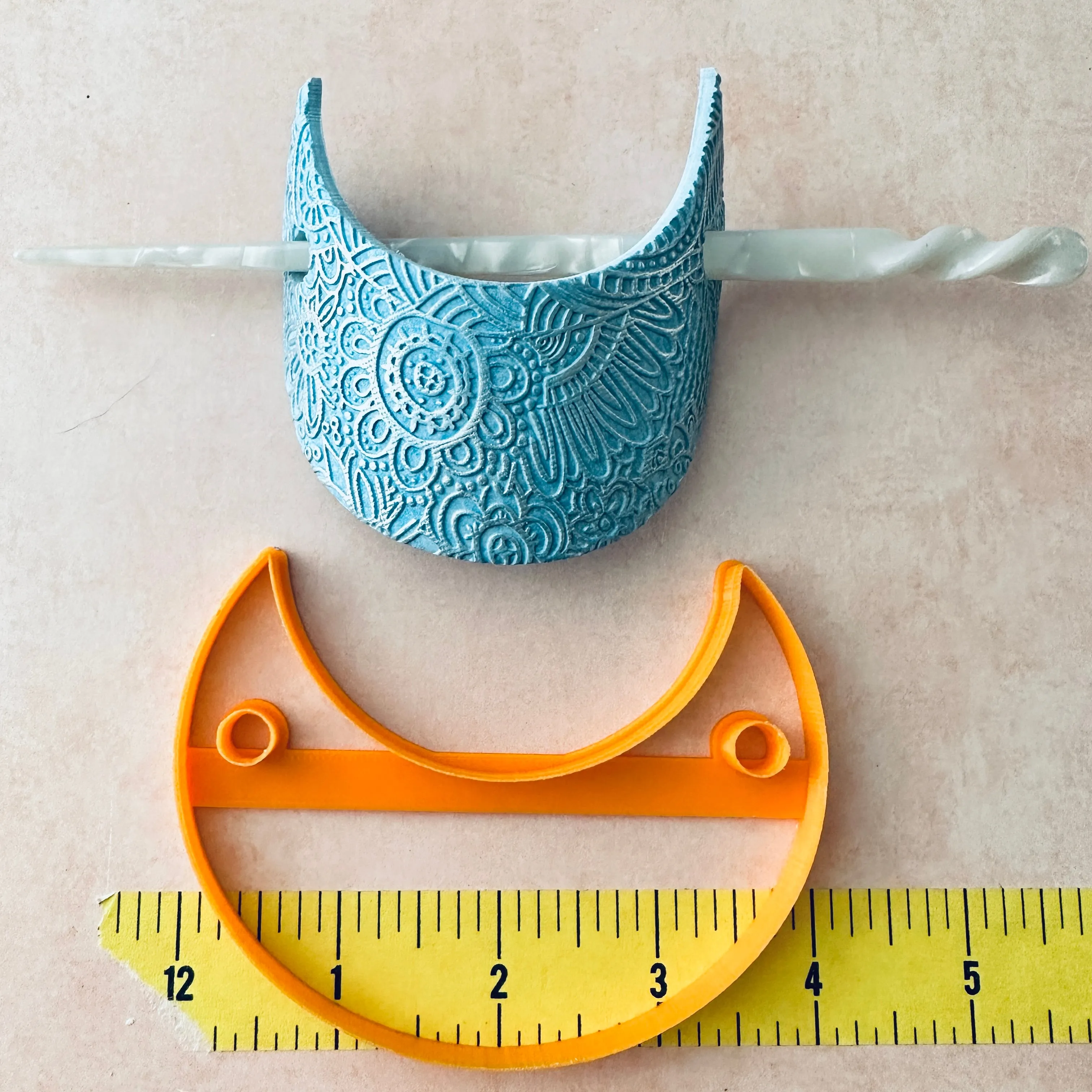 Clay Hair Slide bun cover Cutter Crescent Moon | polymer clay barrette