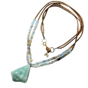 Collier en Amazonite et Quartz : Équilibre Énergétique et Élégance