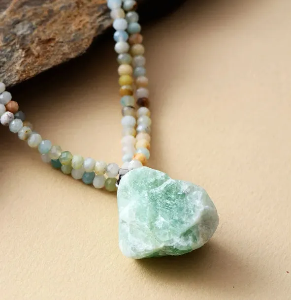 Collier en Amazonite et Quartz : Équilibre Énergétique et Élégance