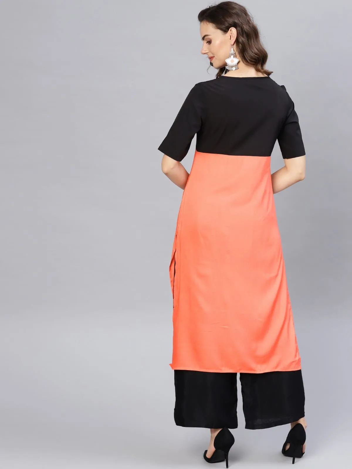 Coral Buttoned Kurta