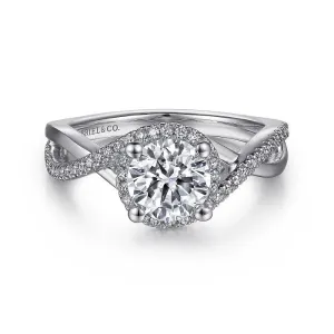 Courtney - 14K White Gold Round Halo Diamond Engagement Ring