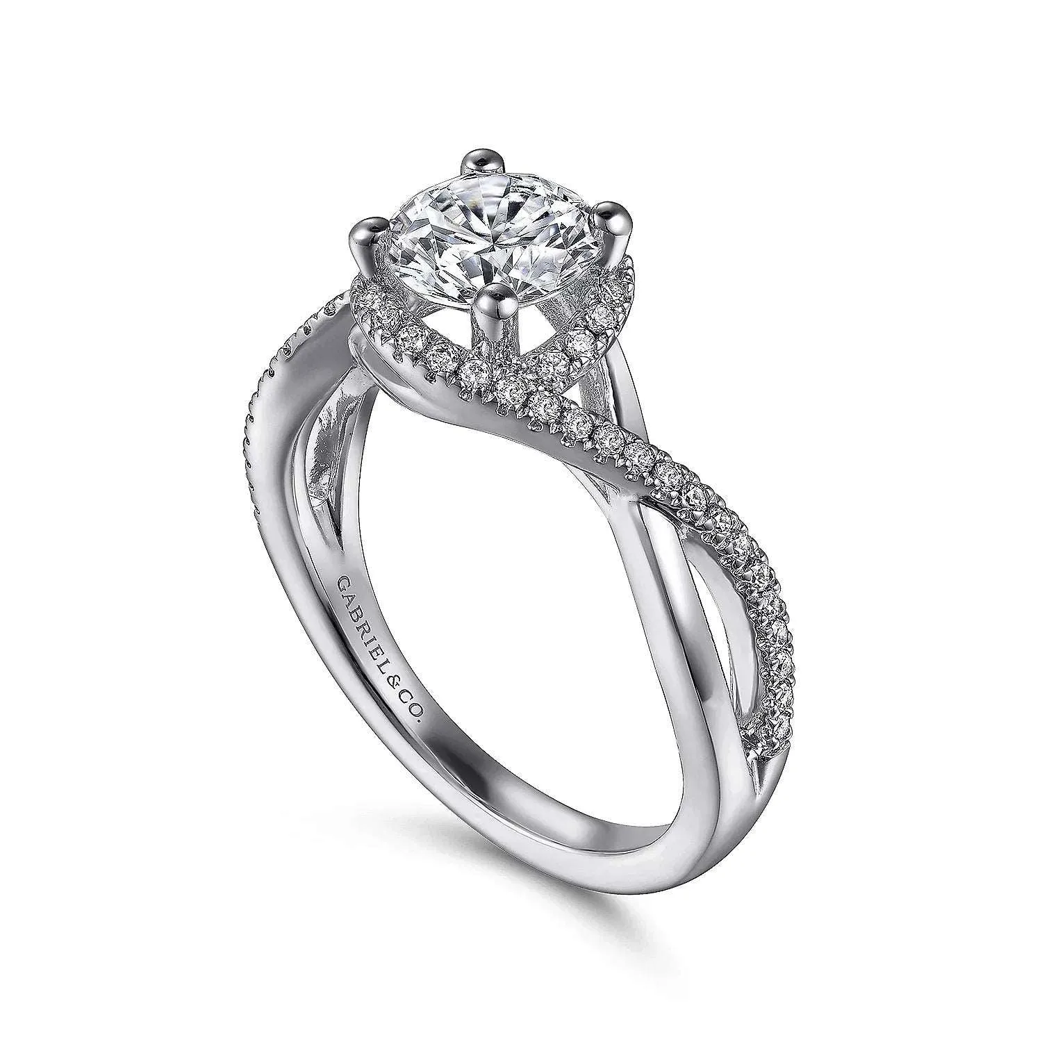 Courtney - 14K White Gold Round Halo Diamond Engagement Ring