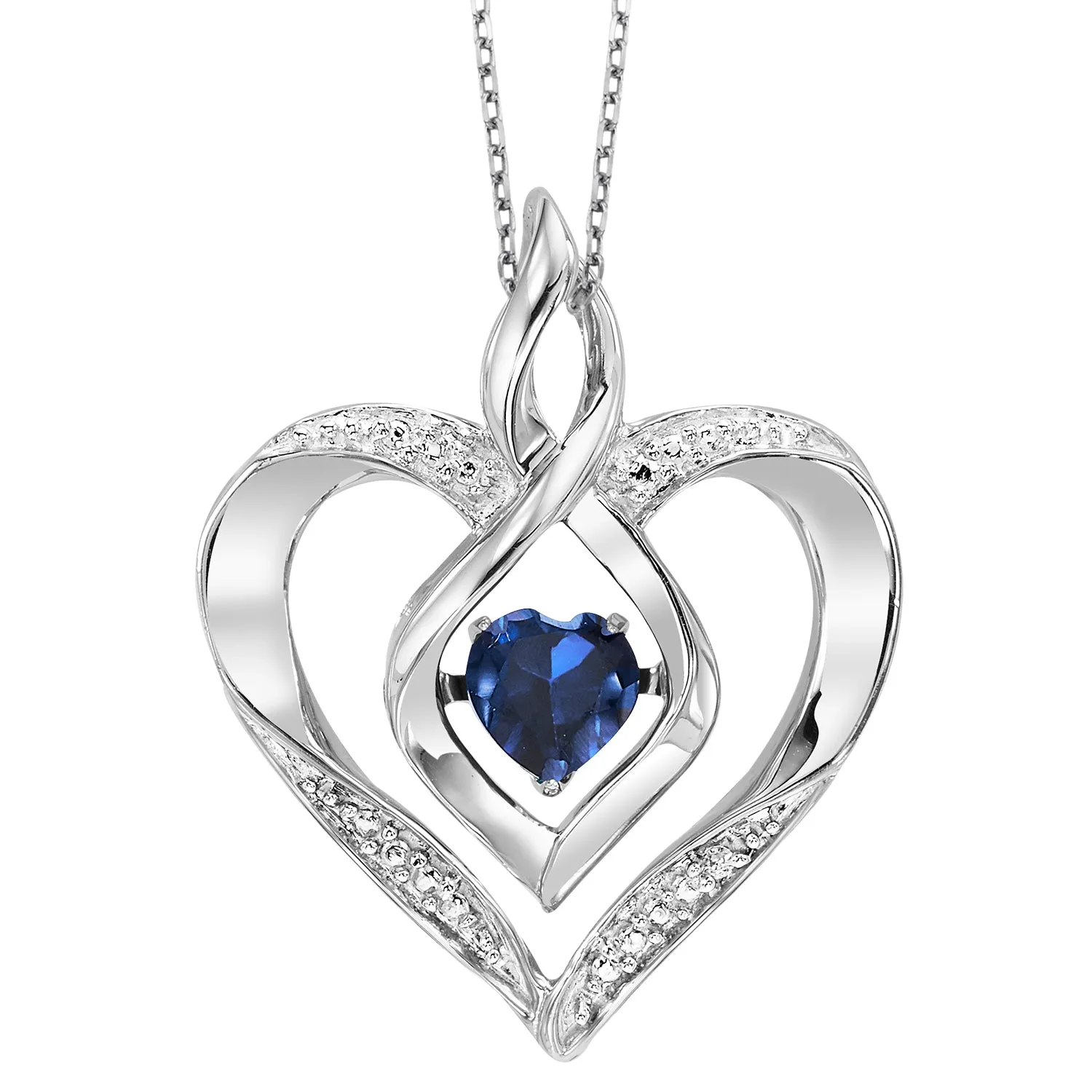 Created Sapphire Heart Necklace by Rhythm of Love