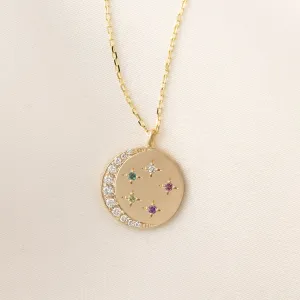 Crescent Birthstone Necklace