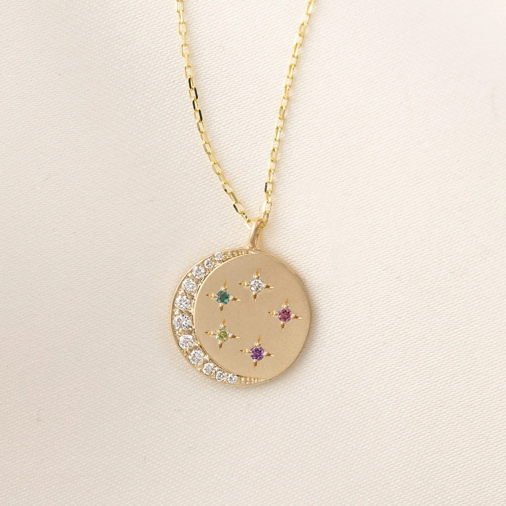 Crescent Birthstone Necklace