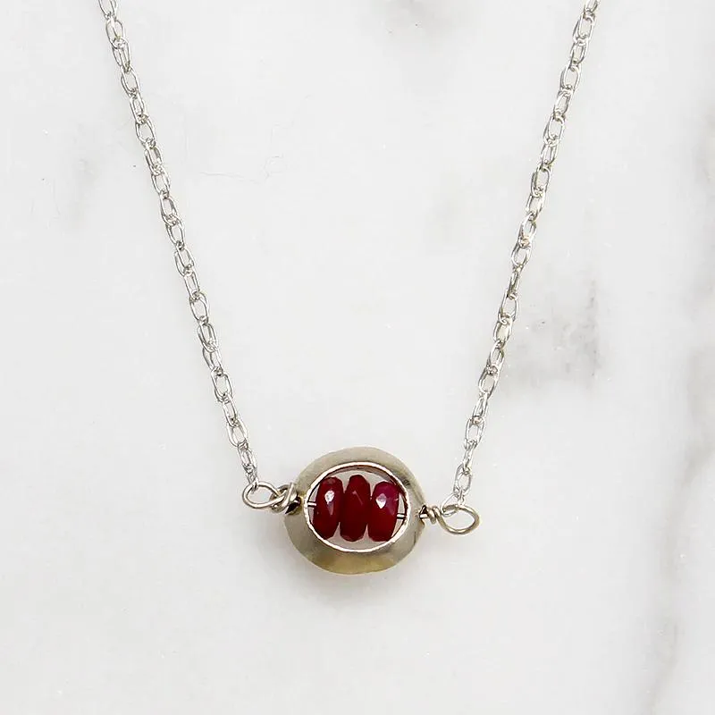 Crimson Ruby Beads in White Gold "O" Necklace by brunet