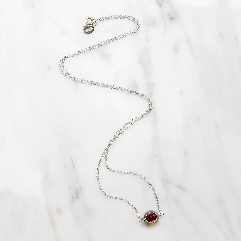 Crimson Ruby Beads in White Gold "O" Necklace by brunet