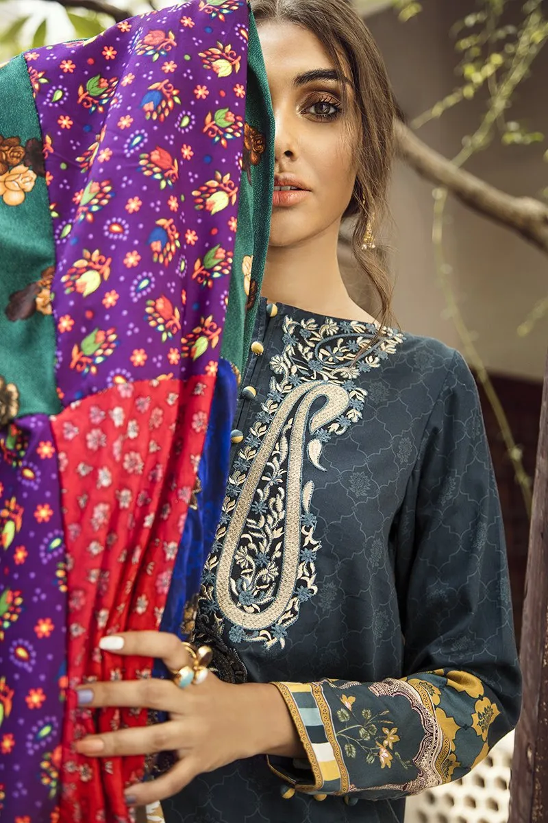 Cross Stitch Aangan Cotton Satin Collection 2019 – Lapis Lazuli