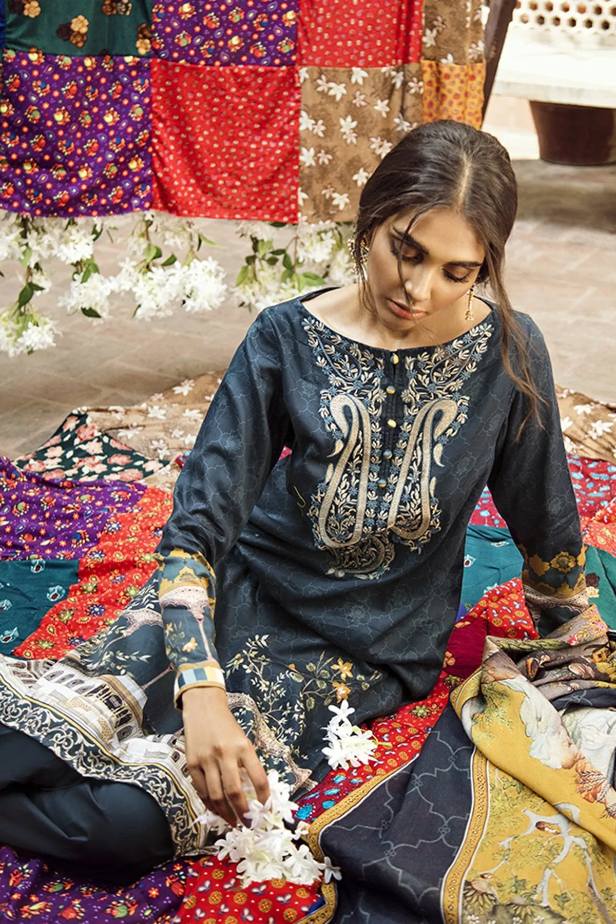 Cross Stitch Aangan Cotton Satin Collection 2019 – Lapis Lazuli