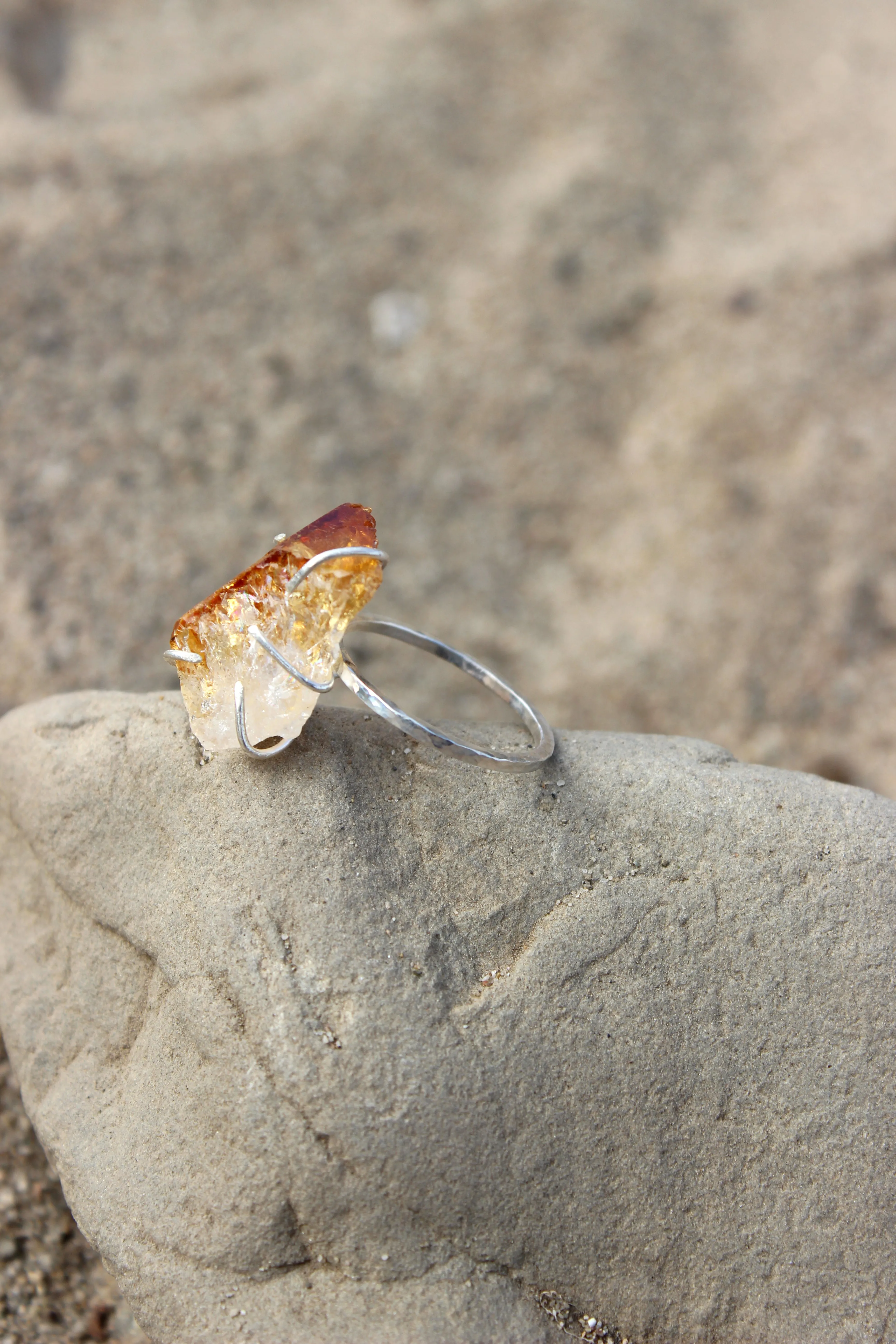 Crown // Raw Citrine Stone Ring, Amethyst Ring, Bold Ring, Statement Stone Ring // BH-R020