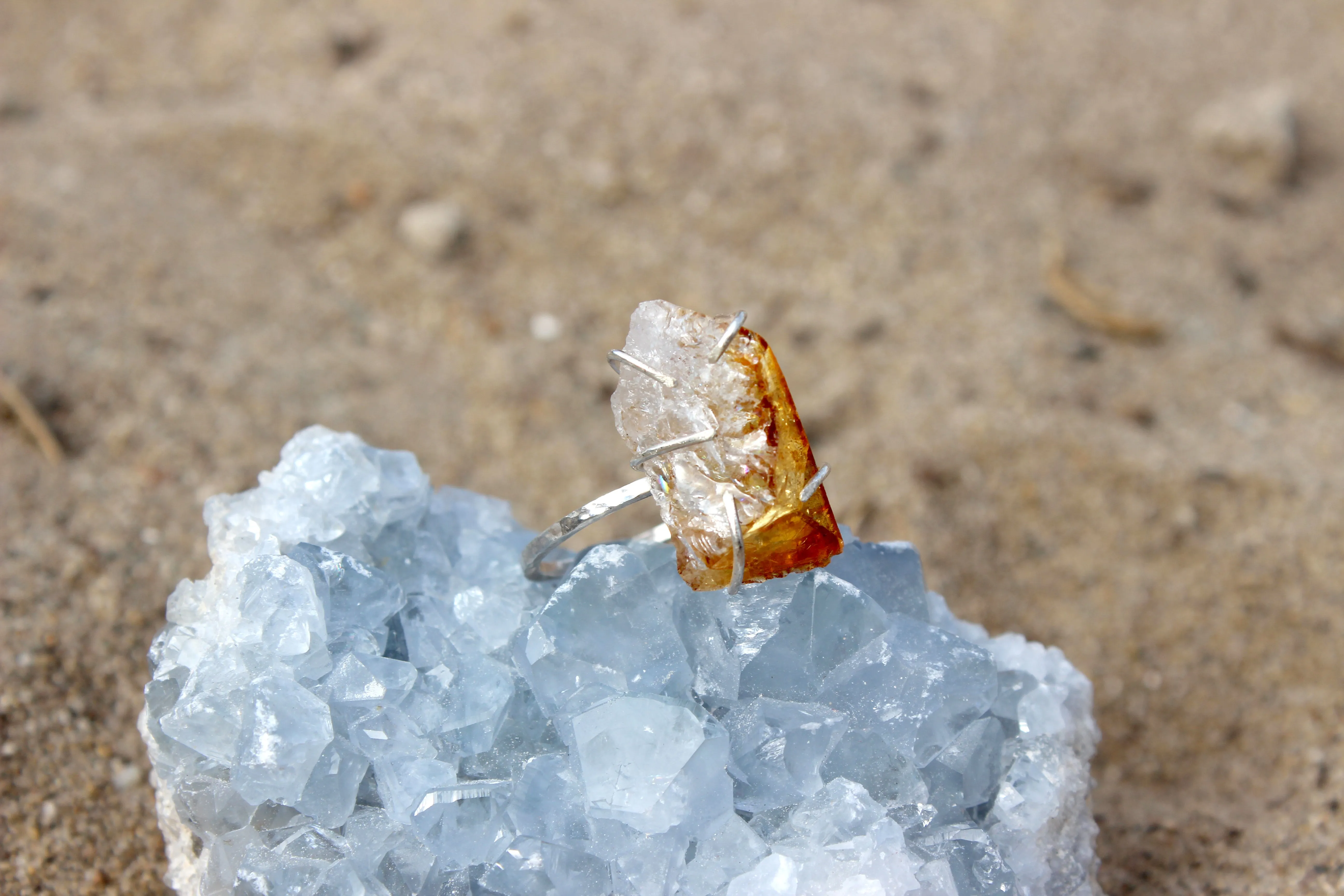 Crown // Raw Citrine Stone Ring, Amethyst Ring, Bold Ring, Statement Stone Ring // BH-R020