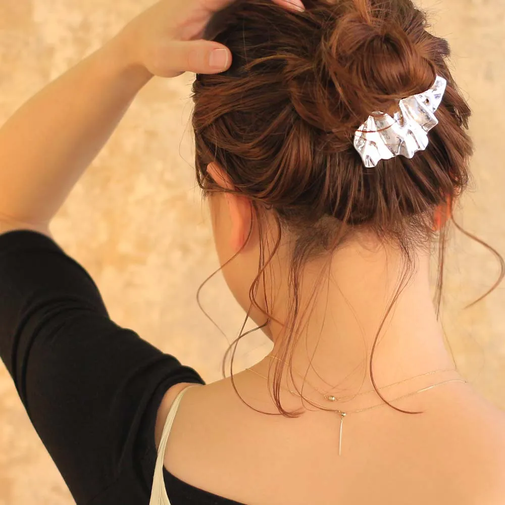 Crushed Metal Hair Barrette