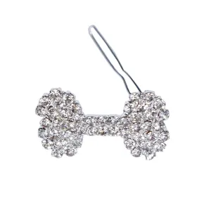 Crystal Bone Dog Barrette Silver