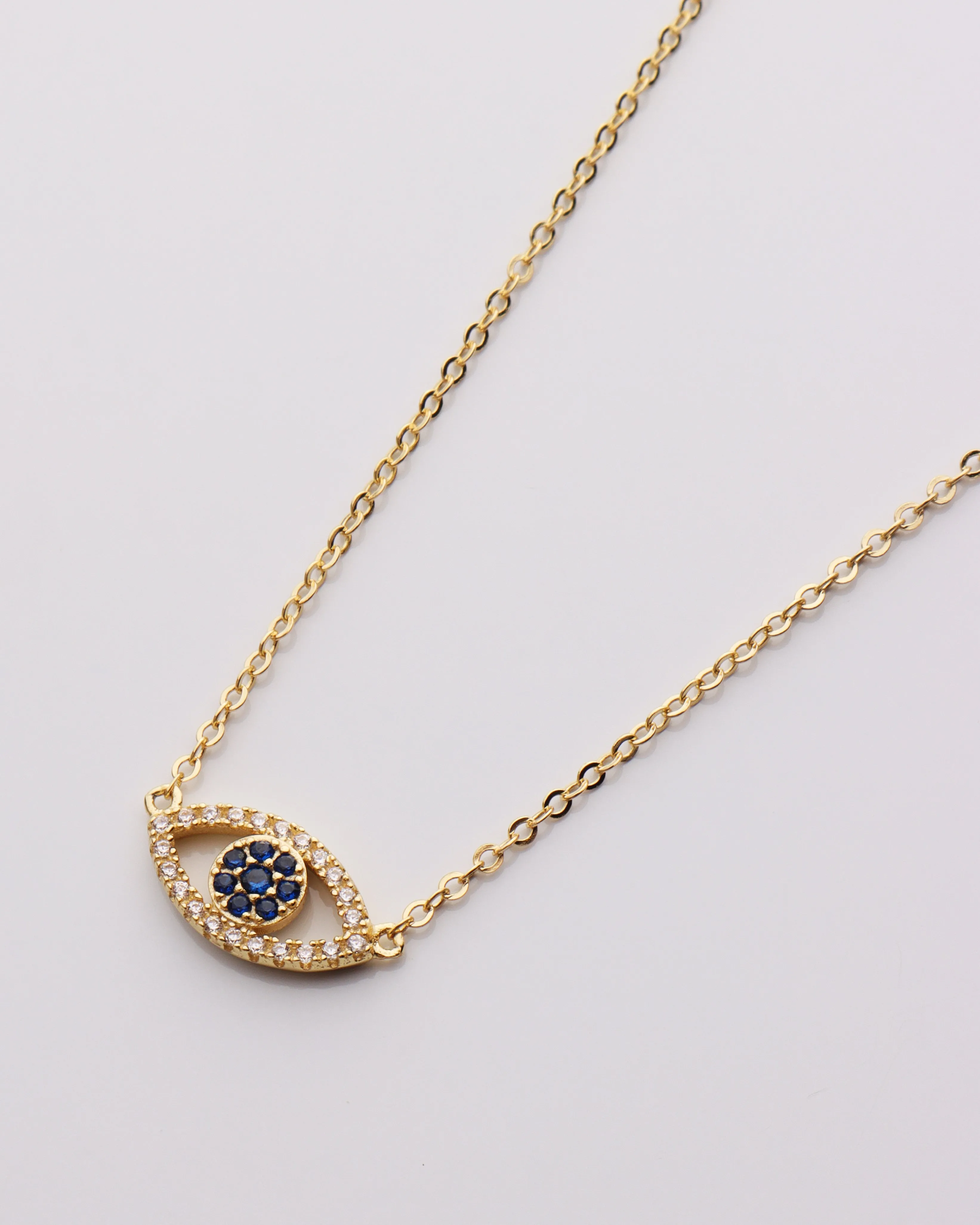 CZ Outline Evil Eye Necklace