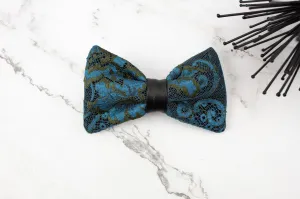 Dark Turquoise Blue Lace Hair Barrette Bow