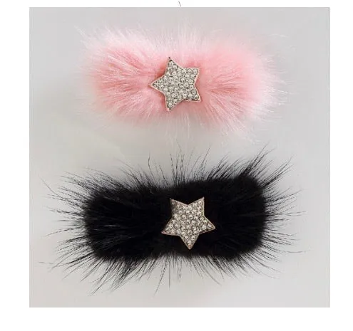 Dasha Design Furry Rhinestone Bow Barrette