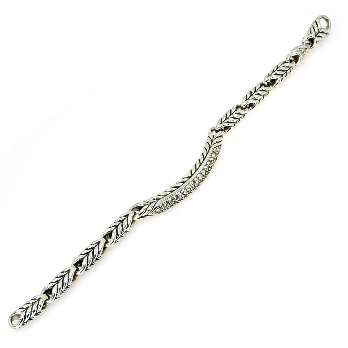 David Yurman Chevron Link Diamond ID Bracelet