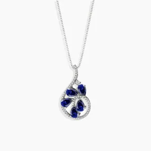 Dewdrop Sapphire Pendant Necklace in Silver - Irosk®