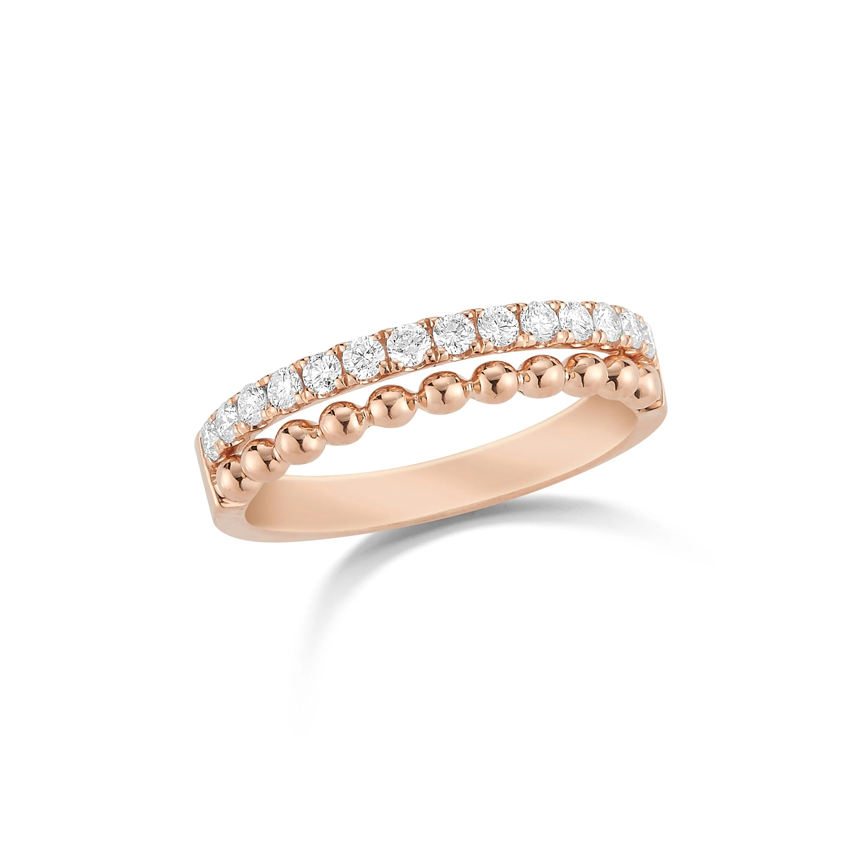 Diamond & Gold Bead Stacking Ring