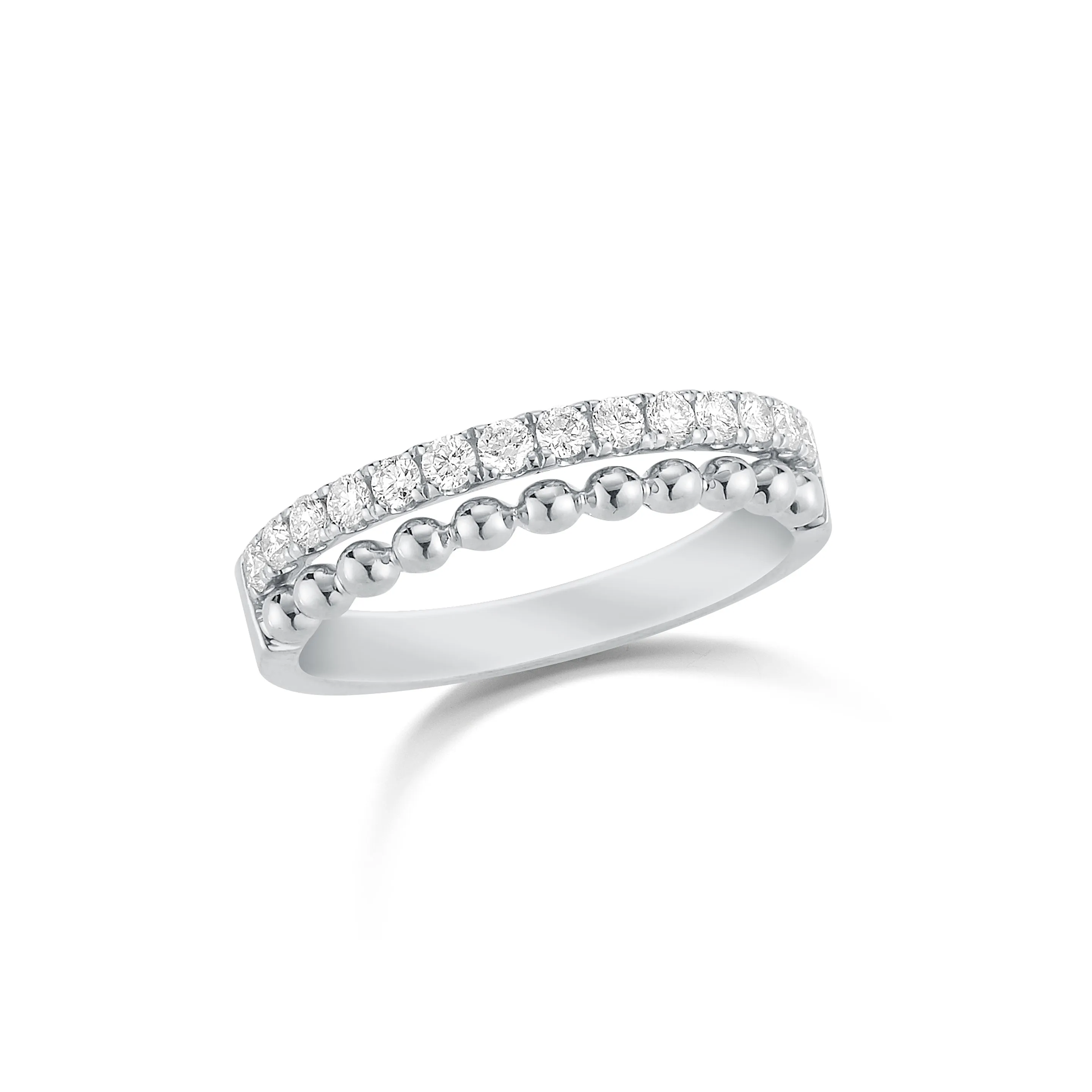 Diamond & Gold Bead Stacking Ring