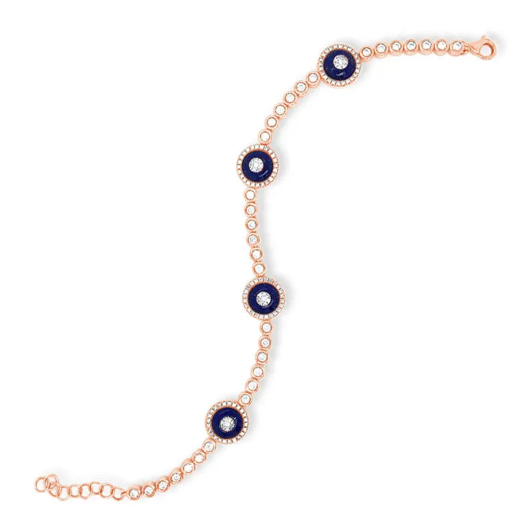 Diamond & Lapis Evil Eye Bracelet