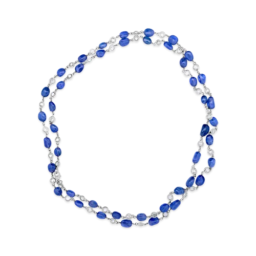 Diamond & Sapphire Bead Estate Necklace