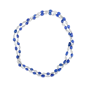 Diamond & Sapphire Bead Estate Necklace