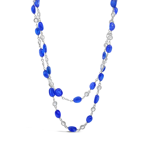 Diamond & Sapphire Bead Estate Necklace