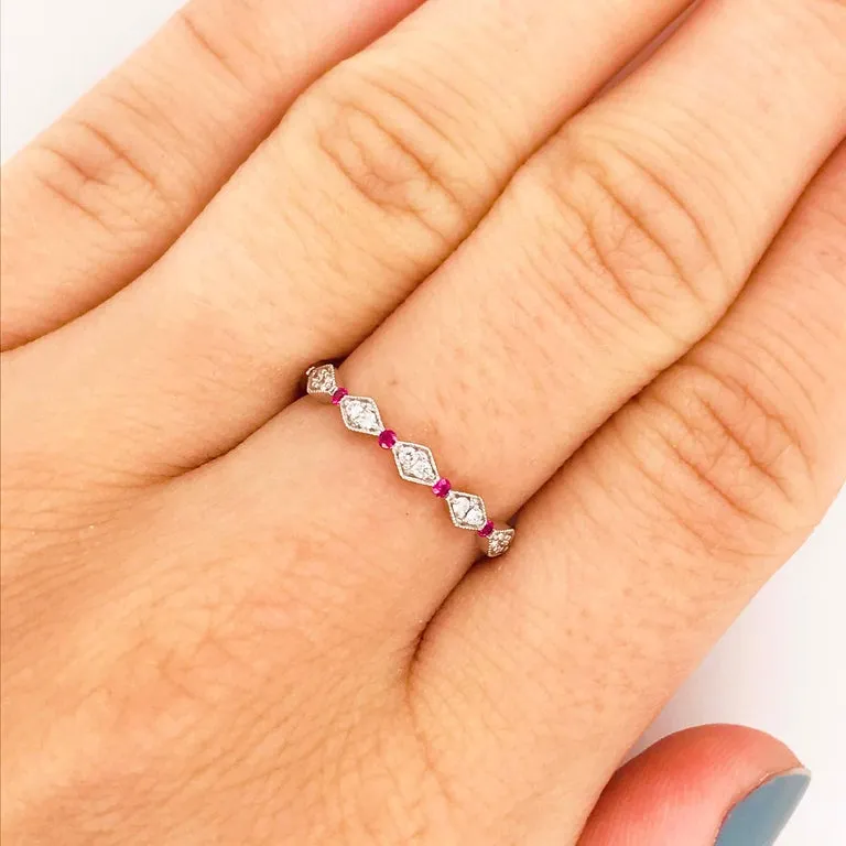 Diamond and Ruby Stackable Ring