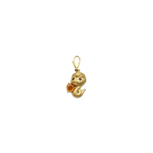 Diamond Chinese Zodiac Snake with Citrine Heart Pendant (18K)