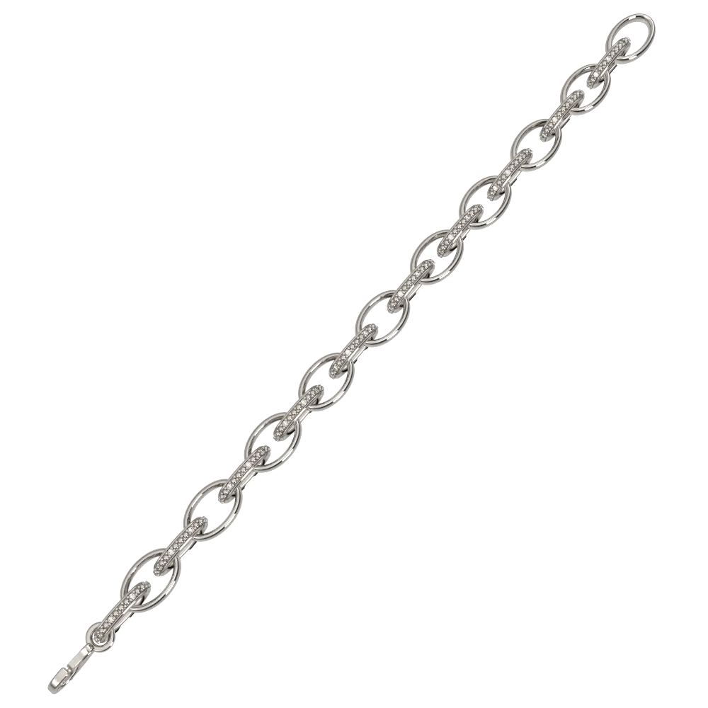 Diamond Fashion Link Bracelet in Sterling Silver