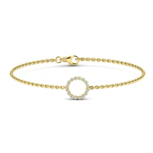 Diamond Open Circle Bracelet in 14K Yellow Gold