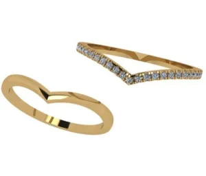 Diamond Stackable Chevron Rings V Shape