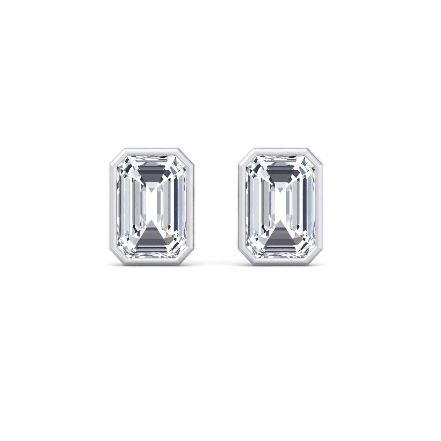 Doran - Bezel Set Emerald Shape Studs