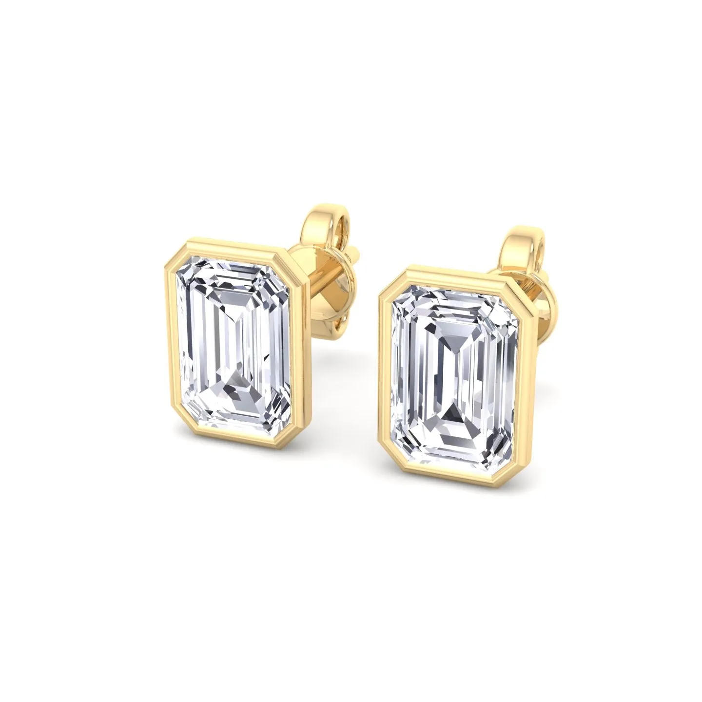 Doran - Bezel Set Emerald Shape Studs