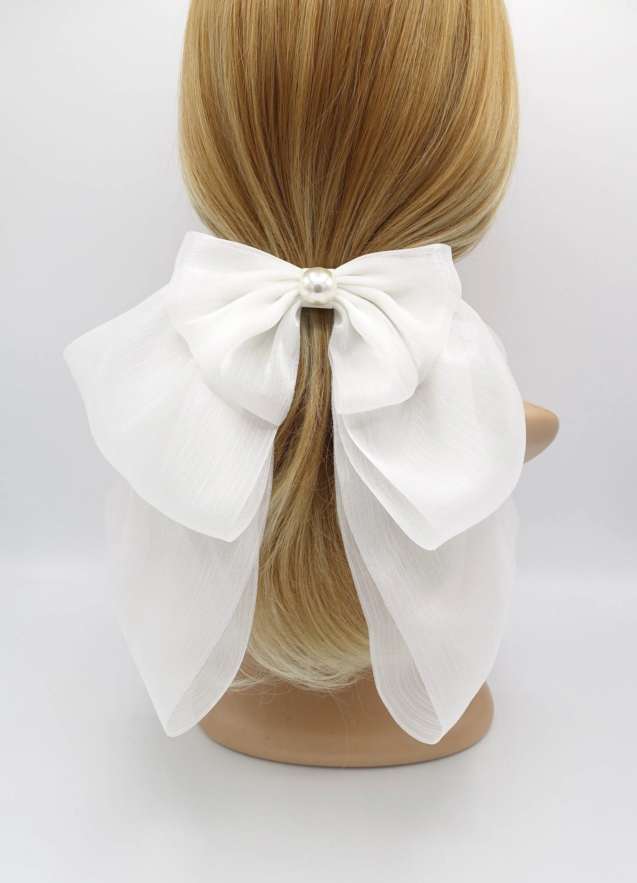 double layered organza hair bow large hair accessory for women