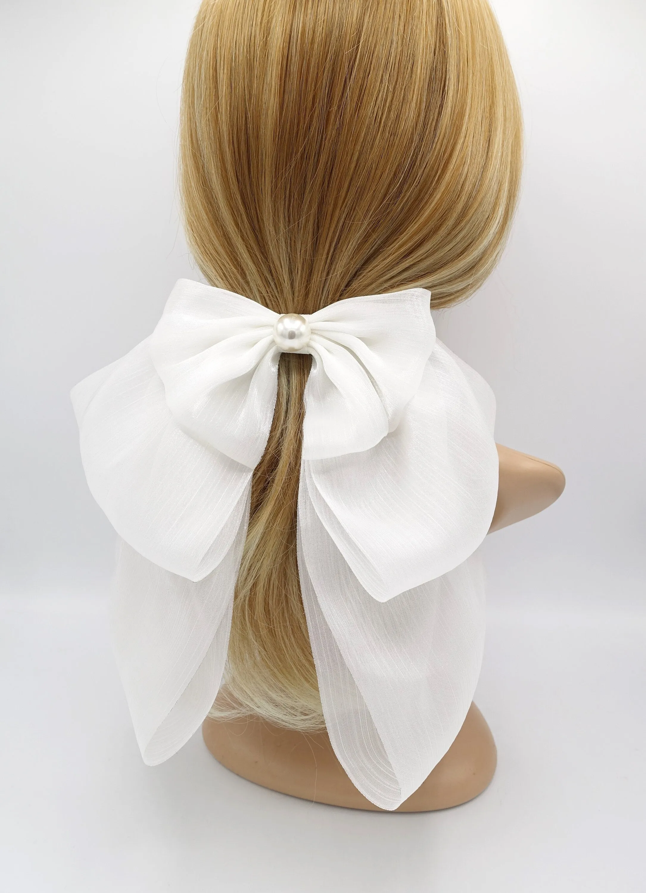 double layered organza hair bow large hair accessory for women