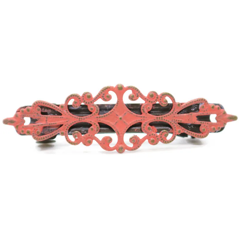 Earnest Hair Barrette - Hand Painted Metal Filigree on French Barrette Clip