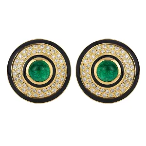 Earrings - Emerald and Diamond (Enamel)