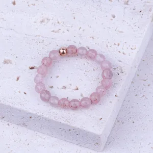 EARTHSTONE STRETCH RING - PINK QUARTZ