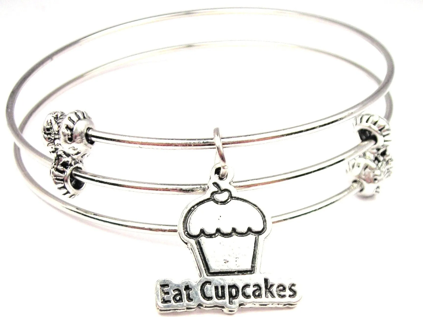 Eat Cupcakes Triple Style Expandable Bangle Bracelet