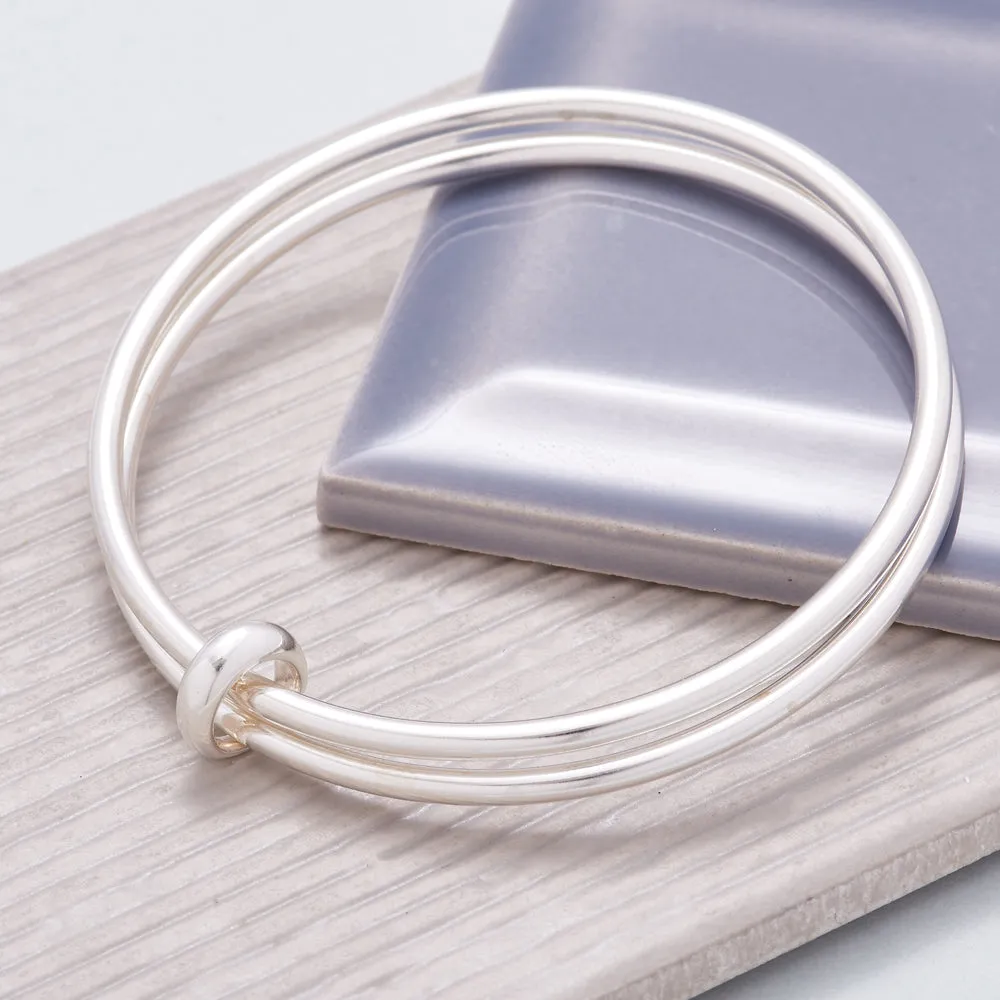 Eclipse Silver Double Bangle