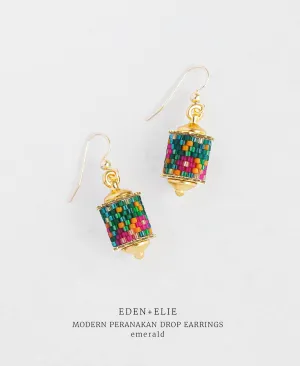 EDEN   ELIE Modern Peranakan drop earrings - emerald