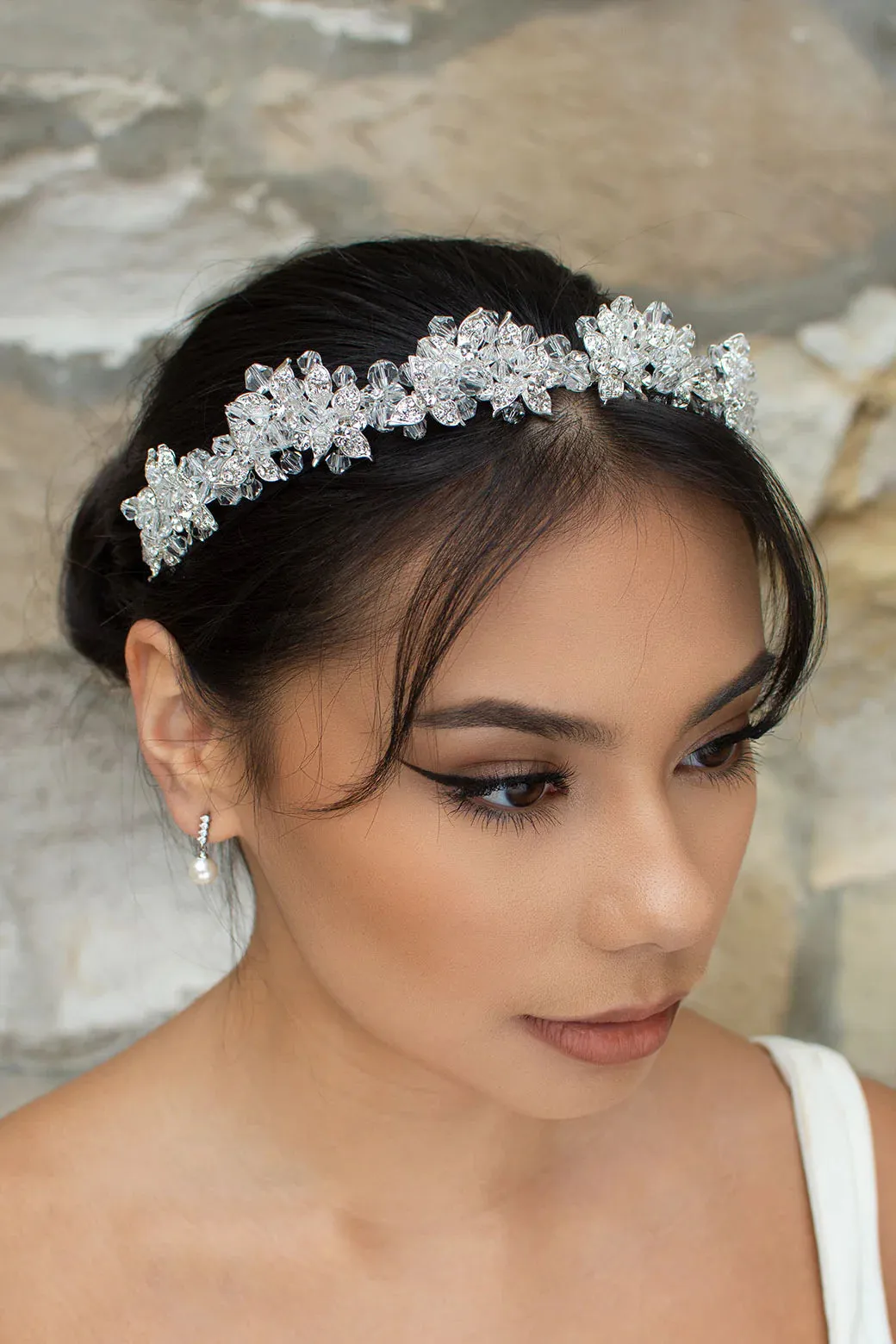 Edwina Silver Crown Clear Crystals