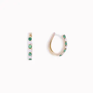 Emerald & Diamond Huggie Earrings