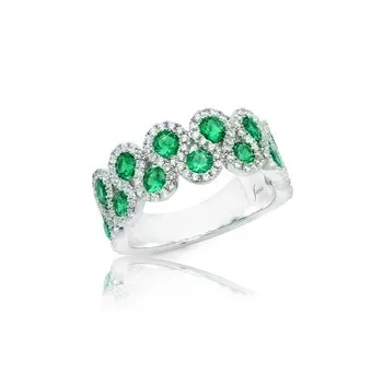 Emerald and Diamond Wave Ring