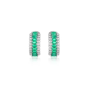 Emerald and Diamonds Hoops